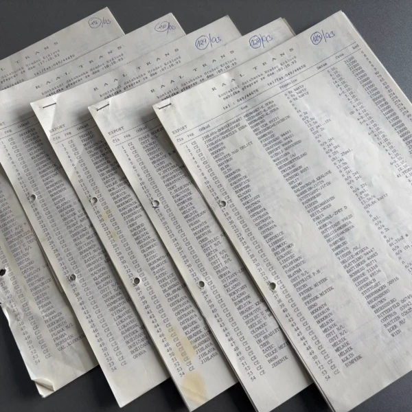 Ukázka seznamů nabídek faxovaných v roce 1993